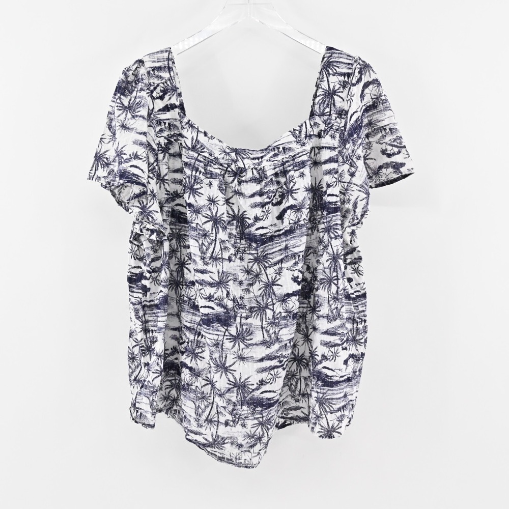 Torrid Top Clip Jacquard Womens Size 2X Square Neck Flutter Sleeve Jungle Toil - Picture 2 of 12